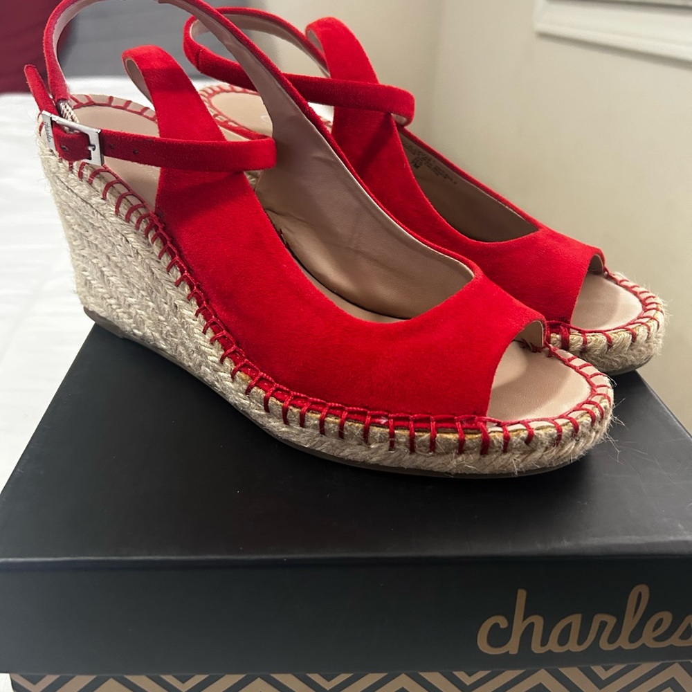 Charles by Charles Davis Red Espadrille Wedges